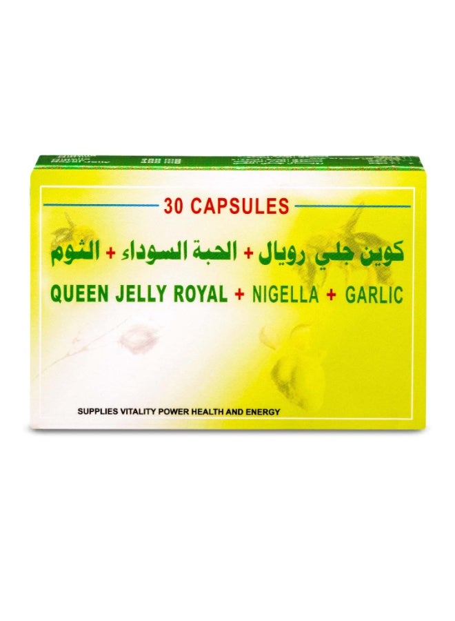 Queen Jelly Royal + Garlic + Nigella 30 Capsules